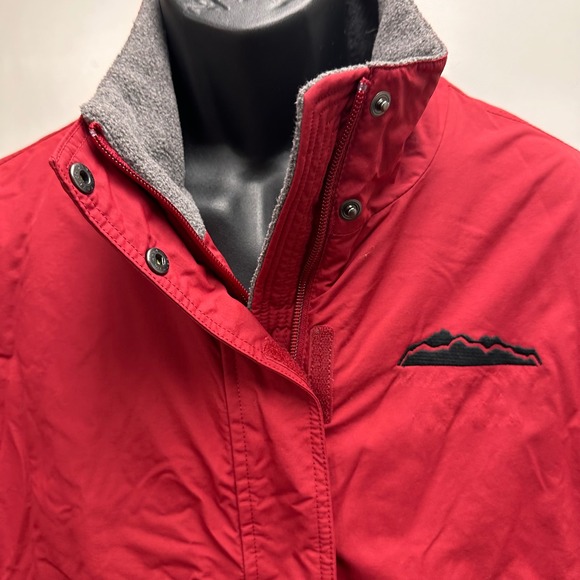 LL Bean Red Fleece Lined Jacket with Mountain Logo Size XL Hiking Winter Warm - Picture 4 of 16